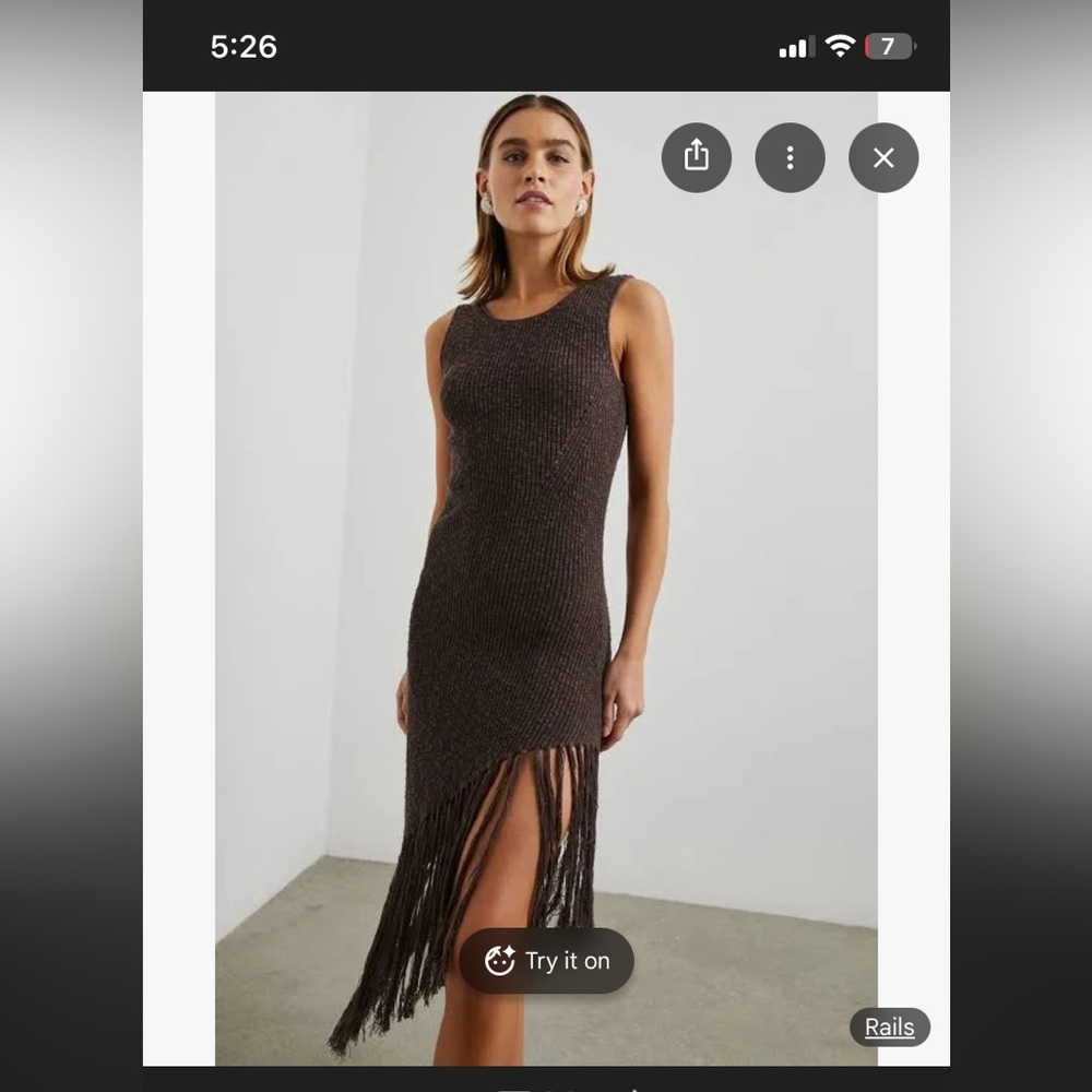 Rails Rylee Brown Fringe Knit Midi Dress